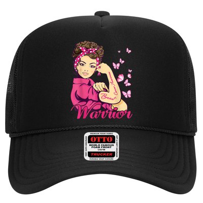 Breast Cancer Warrior Rosie Riveter Pink Ribbon Unbreakable Trucker Hat