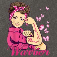 Breast Cancer Warrior Rosie Riveter Pink Ribbon Unbreakable Cotton Canvas Backpack