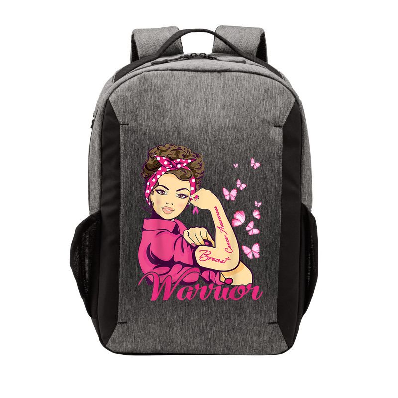 Breast Cancer Warrior Rosie Riveter Pink Ribbon Unbreakable Vector Backpack