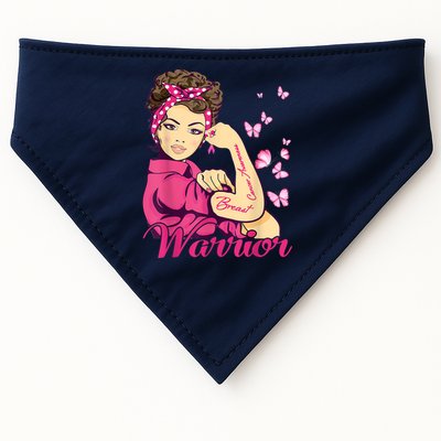 Breast Cancer Warrior Rosie Riveter Pink Ribbon Unbreakable USA-Made Doggie Bandana