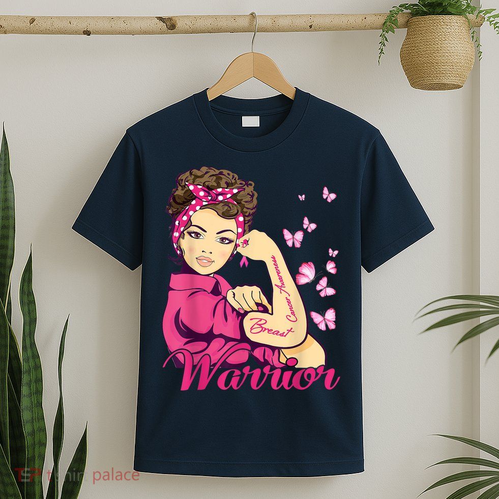 Breast Cancer Warrior Rosie Riveter Pink Ribbon Unbreakable T-Shirt