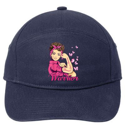 Breast Cancer Warrior Rosie Riveter Pink Ribbon Unbreakable 7-Panel Snapback Hat