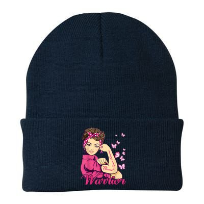 Breast Cancer Warrior Rosie Riveter Pink Ribbon Unbreakable Beanie