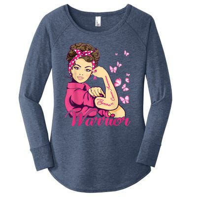 Breast Cancer Warrior Rosie Riveter Pink Ribbon Unbreakable Women's Perfect Tri Tunic Long Sleeve Shirt