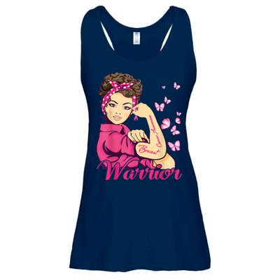 Breast Cancer Warrior Rosie Riveter Pink Ribbon Unbreakable Ladies Essential Flowy Tank