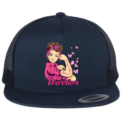 Breast Cancer Warrior Rosie Riveter Pink Ribbon Unbreakable Flatbill Hat