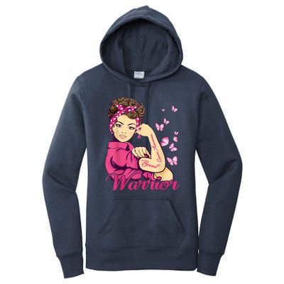 Breast Cancer Warrior Rosie Riveter Pink Ribbon Unbreakable Women's Pullover Hoodie