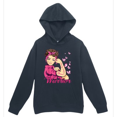 Breast Cancer Warrior Rosie Riveter Pink Ribbon Unbreakable Urban Pullover Hoodie