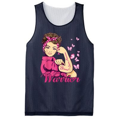 Breast Cancer Warrior Rosie Riveter Pink Ribbon Unbreakable Mesh Reversible Basketball Jersey Tank