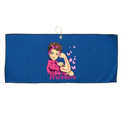 Breast Cancer Warrior Rosie Riveter Pink Ribbon Unbreakable Large Microfiber Waffle Golf Towel