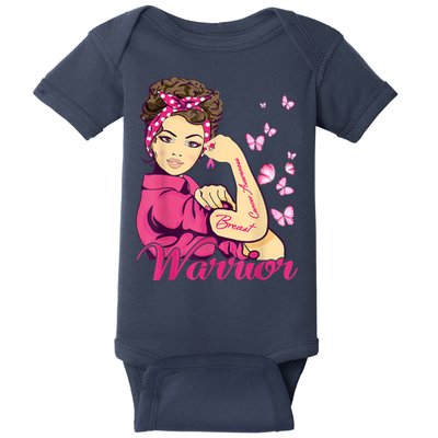 Breast Cancer Warrior Rosie Riveter Pink Ribbon Unbreakable Baby Bodysuit