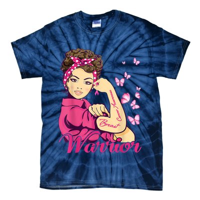 Breast Cancer Warrior Rosie Riveter Pink Ribbon Unbreakable Tie-Dye T-Shirt