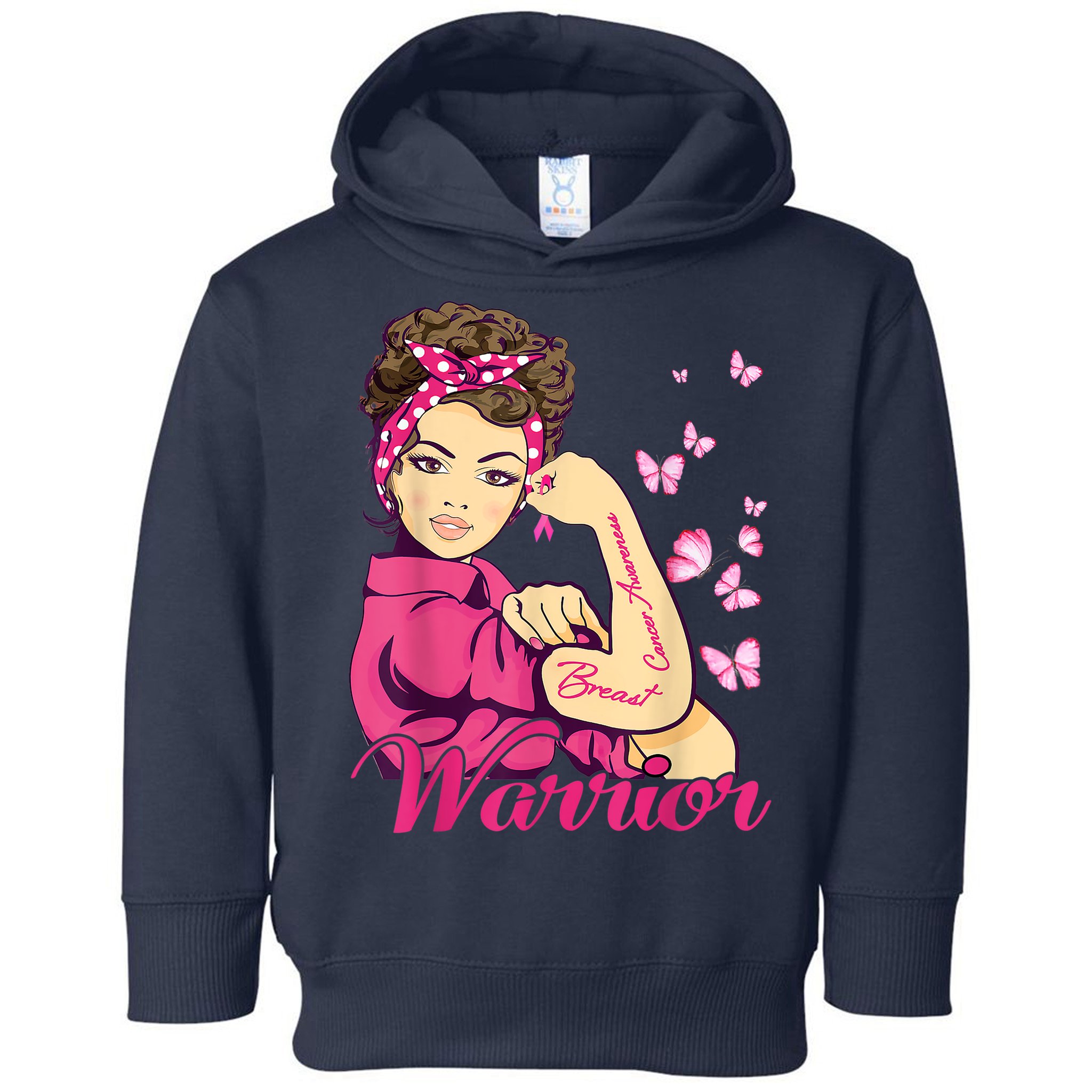Breast Cancer Warrior Rosie Riveter Pink Ribbon Unbreakable Toddler Hoodie