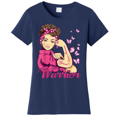 Breast Cancer Warrior Rosie Riveter Pink Ribbon Unbreakable Women's T-Shirt