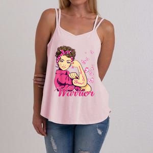 Breast Cancer Warrior Rosie Riveter Pink Ribbon Unbreakable Women's Strappy Tank