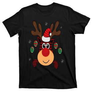 Beautiful Classic Winter Red Buffalo Plaid Leaping Deer T-Shirt