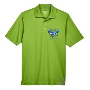 Blue Cats Wave Heart For Kamala Harris Men's Origin Performance Pique Polo