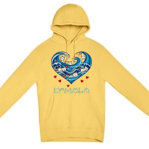 Blue Cats Wave Heart For Kamala Harris Premium Pullover Hoodie