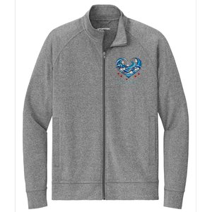 Blue Cats Wave Heart For Kamala Harris Stretch Full-Zip Cadet Jacket