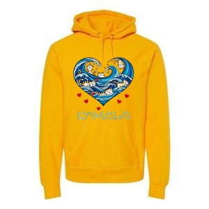 Blue Cats Wave Heart For Kamala Harris Premium Hoodie