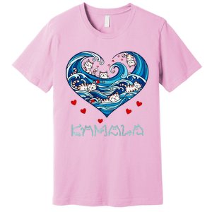 Blue Cats Wave Heart For Kamala Harris Premium T-Shirt