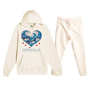 Blue Cats Wave Heart For Kamala Harris Premium Hooded Sweatsuit Set