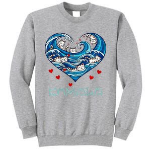 Blue Cats Wave Heart For Kamala Harris Tall Sweatshirt