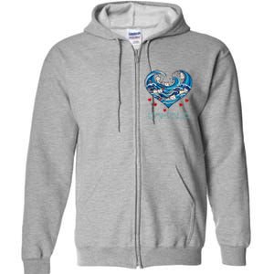 Blue Cats Wave Heart For Kamala Harris Full Zip Hoodie