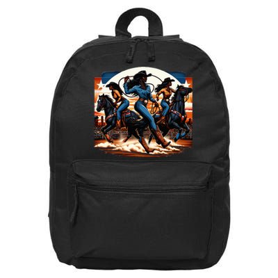 Black Cowgirl Western Rodeo Melanin Black History Texas 16 in Basic Backpack