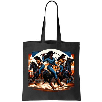 Black Cowgirl Western Rodeo Melanin Black History Texas Tote Bag