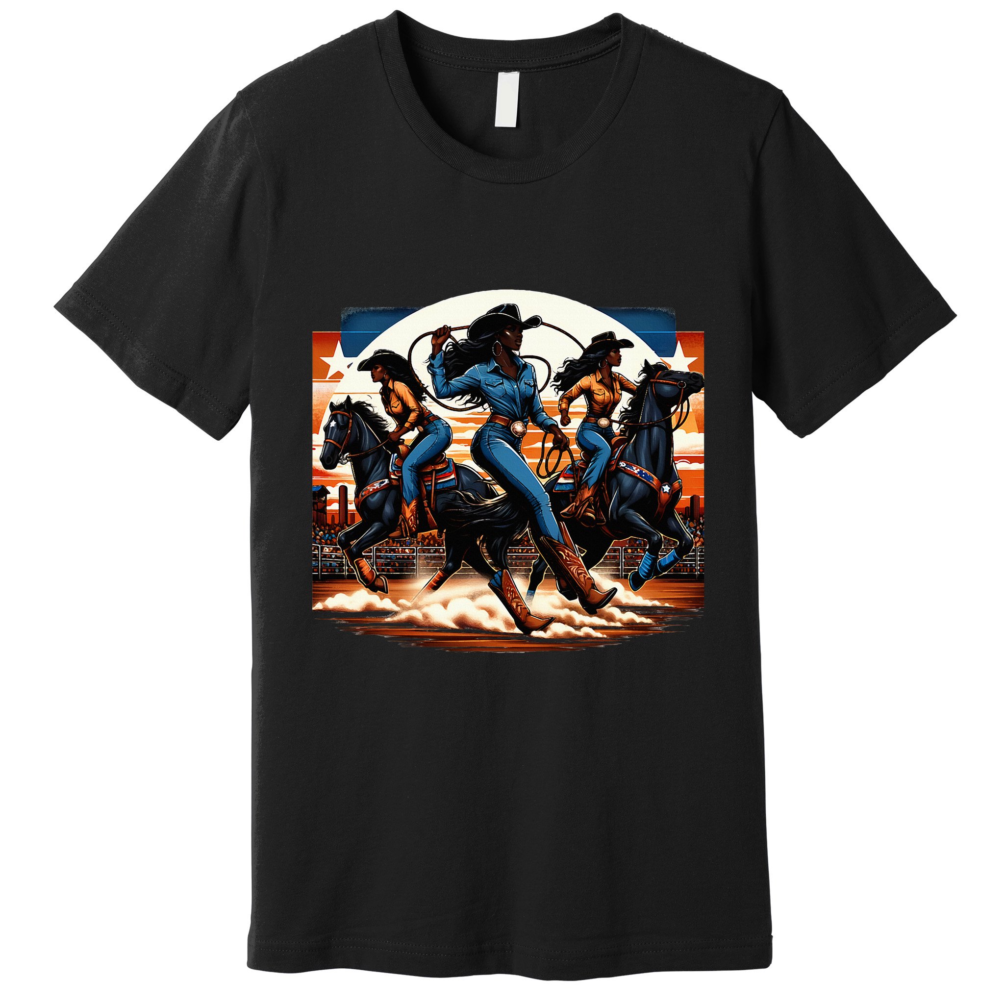 Black Cowgirl Western Rodeo Melanin Black History Texas Premium T-Shirt