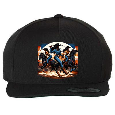 Black Cowgirl Western Rodeo Melanin Black History Texas Wool Snapback Cap
