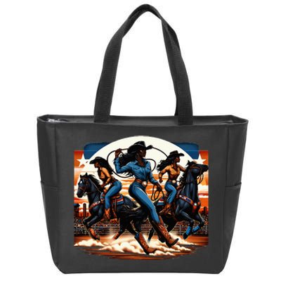 Black Cowgirl Western Rodeo Melanin Black History Texas Zip Tote Bag