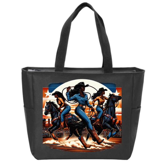 Black Cowgirl Western Rodeo Melanin Black History Texas Zip Tote Bag