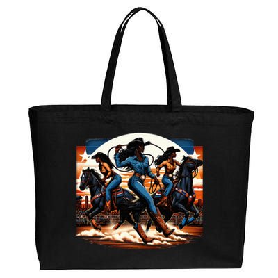 Black Cowgirl Western Rodeo Melanin Black History Texas Cotton Canvas Jumbo Tote