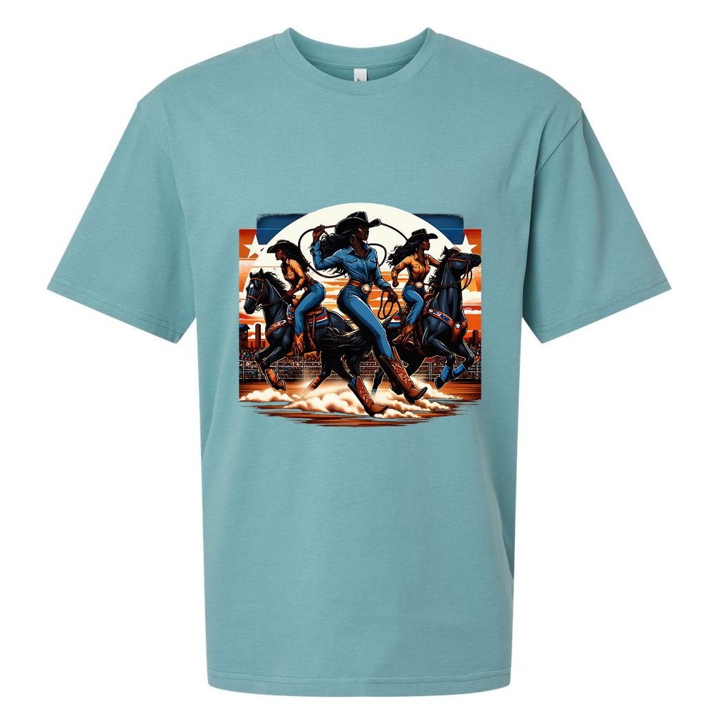 Black Cowgirl Western Rodeo Melanin Black History Texas Sueded Cloud Jersey T-Shirt