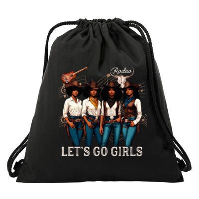 Black Cowgirl Western Rodeo Melanin Juneteenth Texas Drawstring Bag