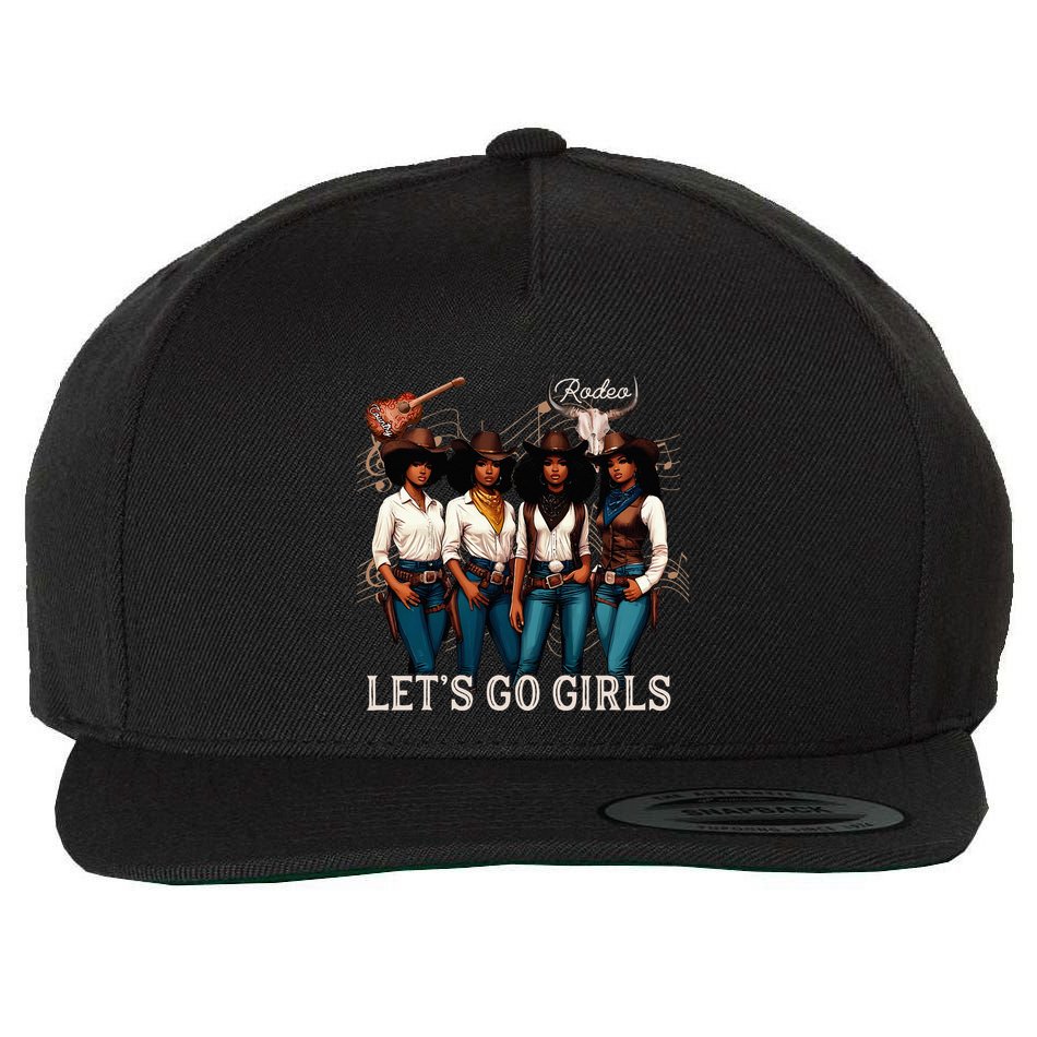 Black Cowgirl Western Rodeo Melanin Juneteenth Texas Wool Snapback Cap