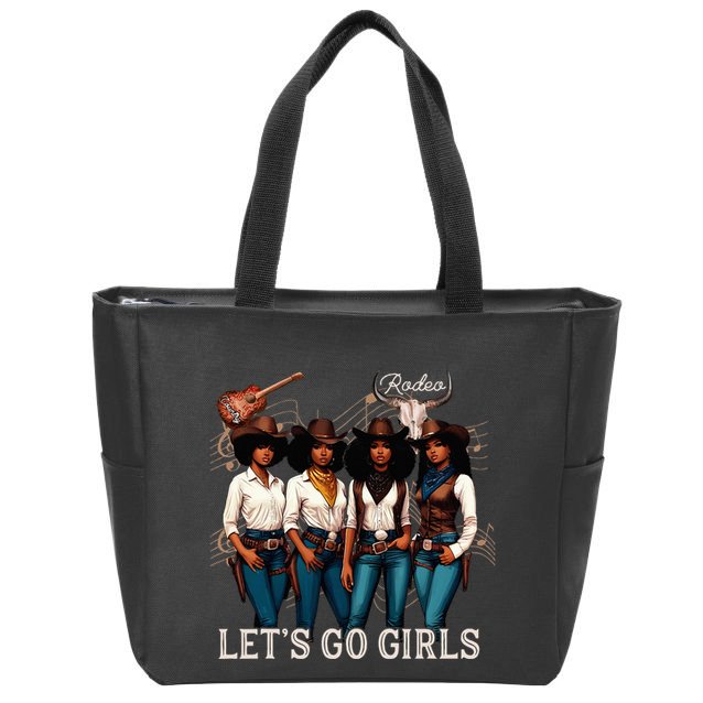 Black Cowgirl Western Rodeo Melanin Juneteenth Texas Zip Tote Bag