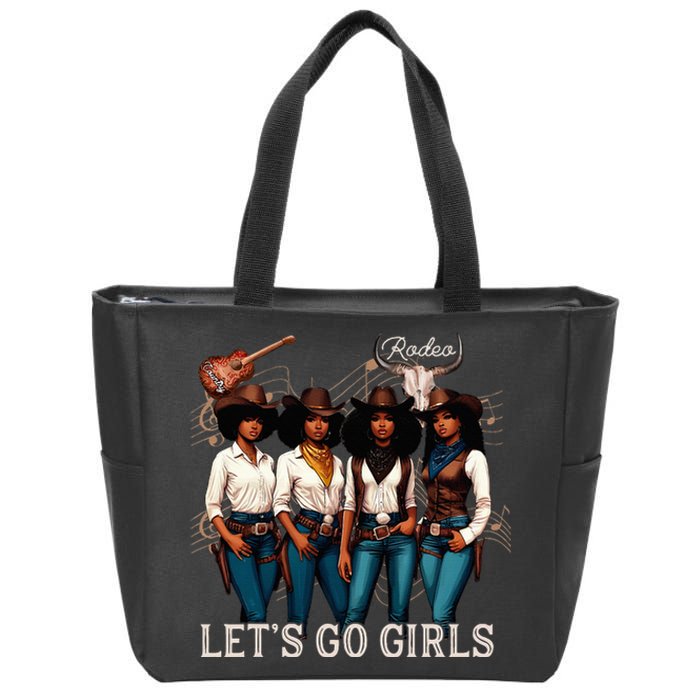 Black Cowgirl Western Rodeo Melanin Juneteenth Texas Zip Tote Bag