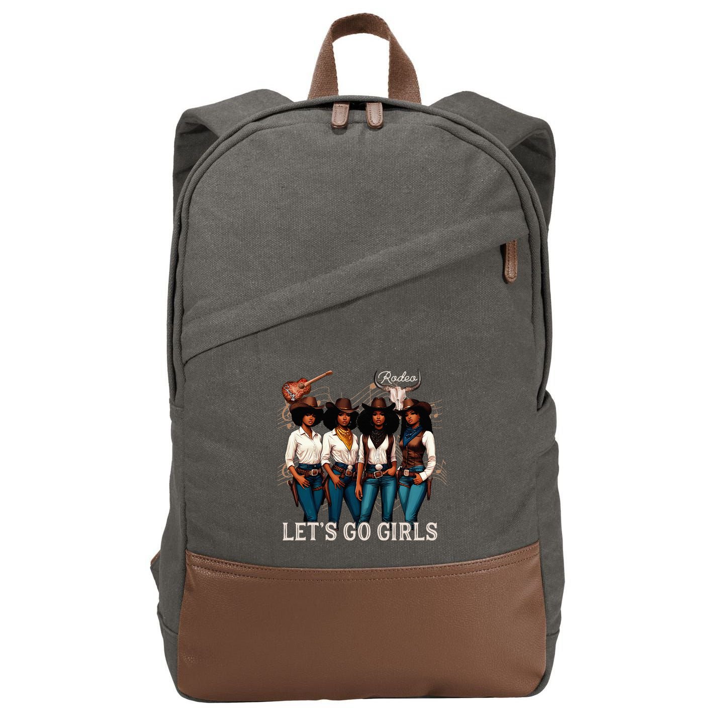 Black Cowgirl Western Rodeo Melanin Juneteenth Texas Cotton Canvas Backpack