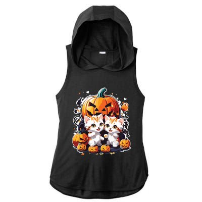 Baby Cats With Pumpkin Halloween Costume Boy Ladies PosiCharge Tri-Blend Wicking Draft Hoodie Tank