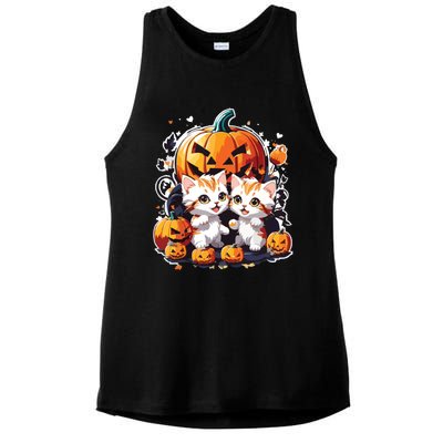 Baby Cats With Pumpkin Halloween Costume Boy Ladies PosiCharge Tri-Blend Wicking Tank