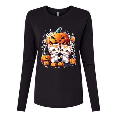 Baby Cats With Pumpkin Halloween Costume Boy Womens Cotton Relaxed Long Sleeve T-Shirt