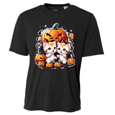 Baby Cats With Pumpkin Halloween Costume Boy Cooling Performance Crew T-Shirt