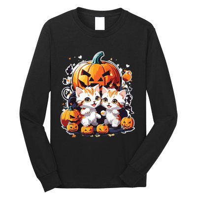 Baby Cats With Pumpkin Halloween Costume Boy Long Sleeve Shirt