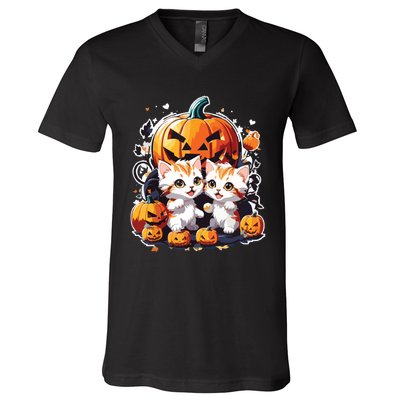 Baby Cats With Pumpkin Halloween Costume Boy V-Neck T-Shirt