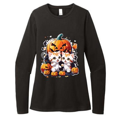 Baby Cats With Pumpkin Halloween Costume Boy Womens CVC Long Sleeve Shirt