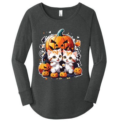 Baby Cats With Pumpkin Halloween Costume Boy Women's Perfect Tri Tunic Long Sleeve Shirt