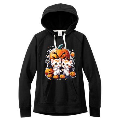 Baby Cats With Pumpkin Halloween Costume Boy Women's Fleece Hoodie